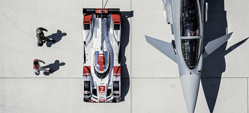 Illustration for article titled When Audi's Le Mans Racer Meets A Eurofighter Typhoon